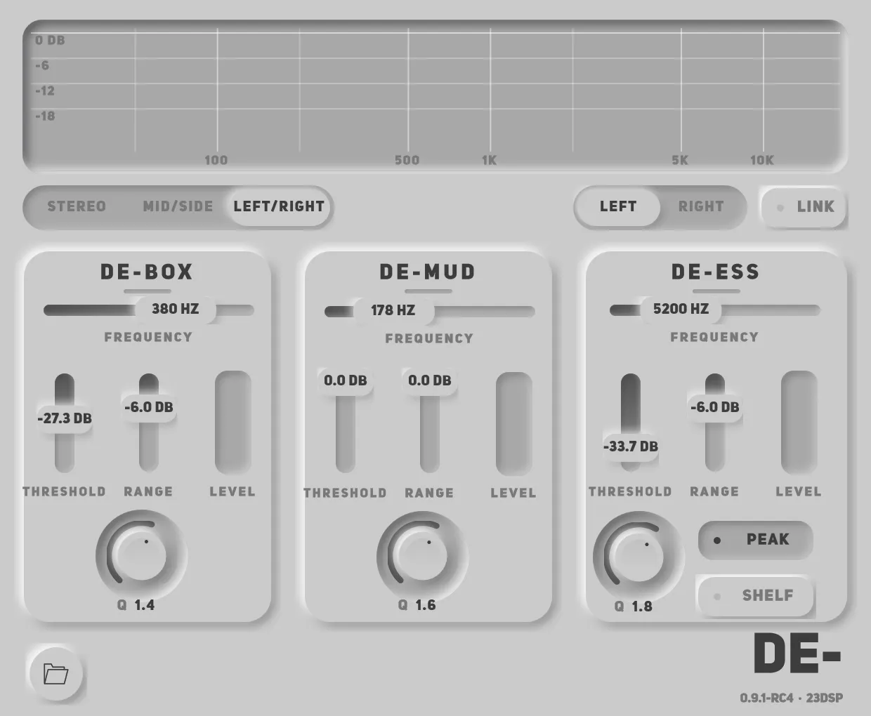 DE-_1 in Left/Right mode with the left channel selected