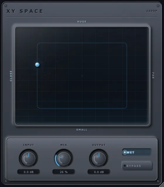 XY Space on Vocal Close Hall with the Wet button engaged